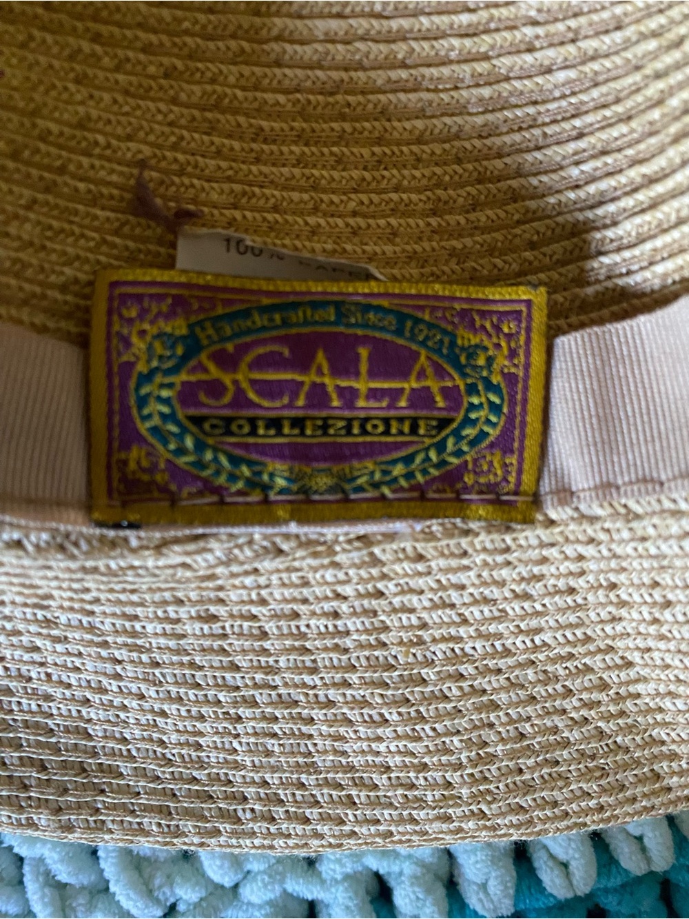 Scala Collezione Handcrafted Paper Braid Straw Sun Hat Beach Boho Neutral OS - Picture 5 of 7